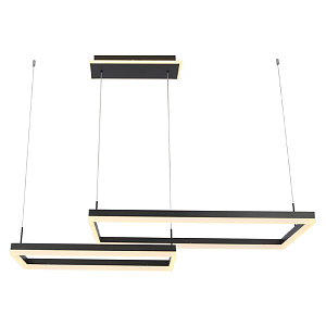 Подвесной светильник светодиодный с 2-мя черными прямоугольными плафонами из алюминия и акрила с пультом для регулировки света Smeragde Light Black
