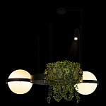 Подвесной светильник с 2-мя шарообразными плафонами и цилиндрическим спотом Light of Еyes варинант исполнения - 5 | Loft Concept в Воронеже