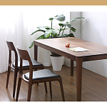 Стул деревянный с мягким сиденьем из черной натуральной кожи Moon Walnut Furniture варинант исполнения - 1 | Loft Concept в Воронеже