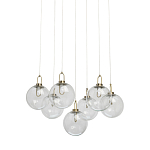 Люстра с 7-ю плафонами из прозрачного стекла в форме шара Orb Cascade  варинант исполнения - 1 | Loft Concept в Воронеже