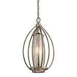 Подвесной светильник овальной формы с цилиндрическим плафоном в цвете сусальное серебро Kichler варинант исполнения - 1 | Loft Concept в Воронеже