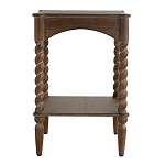 Приставной столик деревянный с резными ножками и нижней полкой Vintage Side Table Brown Wood варинант исполнения - 3 | Loft Concept в Воронеже