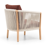 Дизайнерское уличное кресло из массива дерева с веревочной спинкой BOBOLI Armchair варинант исполнения - 4 | Loft Concept в Воронеже