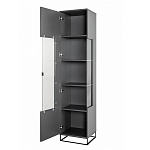 Шкаф-витрина цвета графит с полками и стеклянной дверью Strict Lines варинант исполнения - 3 | Loft Concept в Воронеже