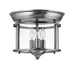 Потолочный светильник в форме фонаря с прозрачным цилиндрическим плафоном и тремя лампами в форме свечей Hinkley варинант исполнения - 1 | Loft Concept в Воронеже