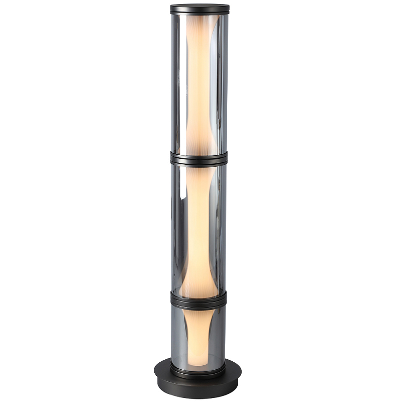 Стеклянный торшер Trina Flask Smok Black Floor Lamp Прозрачное Стекло Черный матовый Белый в Воронеже | Loft Concept 