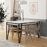 Стол обеденный с прямоугольной столешницей пыльного белого цвета на 4-х металлических ножках PAL ANCIENT WHITE варинант исполнения - 3 | Loft Concept в Воронеже