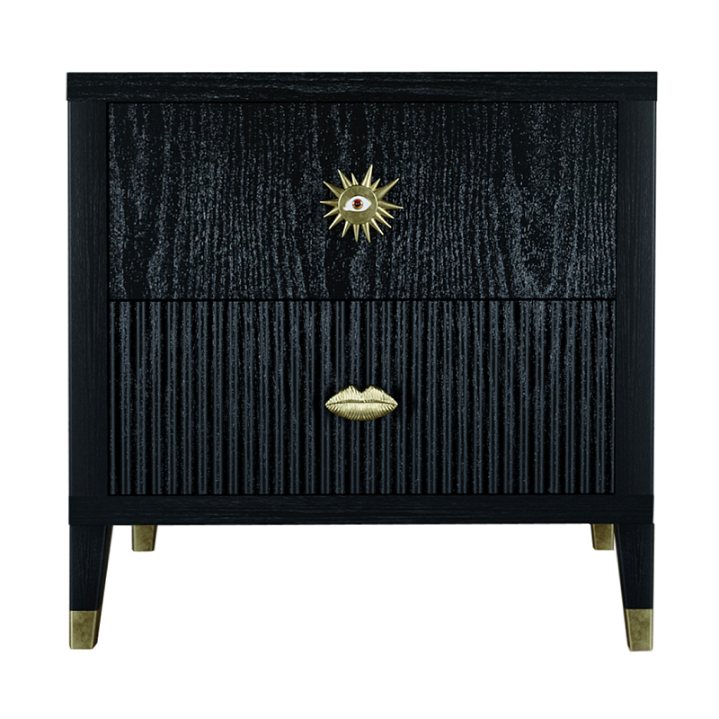 Тумба прикроватная с двумя ящиками Elsa Dreams Black Черный в Воронеже | Loft Concept 