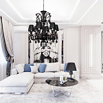 Люстра подвесная с плиссированными абажурами и множеством подвесок черного цвета Диаметр 62 см Lustre Reverie варинант исполнения - 4 | Loft Concept в Воронеже