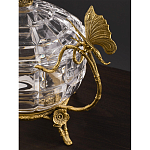 Конфетница из прозрачного рельефного стекла с ручками в виде стрекоз и фигуркой лебедя Eden Garden варинант исполнения - 4 | Loft Concept в Воронеже