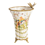 Ваза из фарфора с бронзовой стрекозой  Paradise Dragonfly варинант исполнения - 6 | Loft Concept в Воронеже