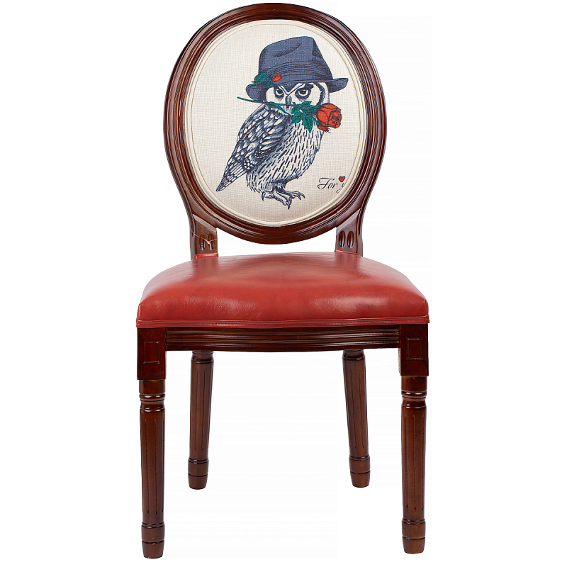 Стул French Owl with a rose Красный Бежевый Синий Коричневый Стул French Owl with a rose Красный Бежевый Синий Коричневый в Воронеже | Loft Concept