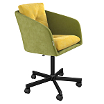 Стул с мягкой обивкой из велюра и подъемно-поворотным механизмом на колесиках Mason Green and Yellow варинант исполнения - 1 | Loft Concept в Воронеже