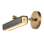 Светильник для картин цвет винтажная латунь с прямоугольным плафоном из кожи черного цвета Alora варинант исполнения - 4 | Loft Concept в Воронеже