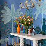 Обои ручная роспись Malwa Special Colourway on blue painted Xuan paper варинант исполнения - 1 | Loft Concept в Воронеже