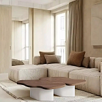 Дизайнерский журнальный стол с фигурной столешницей на белом основании Holarisex варинант исполнения - 1 | Loft Concept в Воронеже