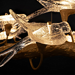 Люстра подвесная с прозрачными стеклянными птичками на ветвях Диаметр 80 см Serip Voa варинант исполнения - 10 | Loft Concept в Воронеже