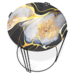 Стол журнальный круглый со столешницей из стекла Gold and Black Marble варинант исполнения - 2 | Loft Concept в Воронеже
