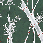 Обои ручная роспись Bamboo Argent on Edo Green painted silk варинант исполнения - 2 | Loft Concept в Воронеже