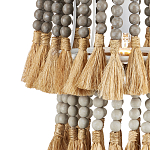 Подвесной светильник двухъярусный с декором из круглых деревянных бусин с кисточками Gray Brown Wooden Beads Chandelier варинант исполнения - 1 | Loft Concept в Воронеже