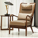 Кресло c каркасом из массива дерева и с мягким подголовником Walnut Armchair варинант исполнения - 1 | Loft Concept в Воронеже