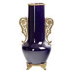 Ваза темно-синяя фарфоровая с бронзовыми ручками и ножками Eden Garden варинант исполнения - 1 | Loft Concept в Воронеже