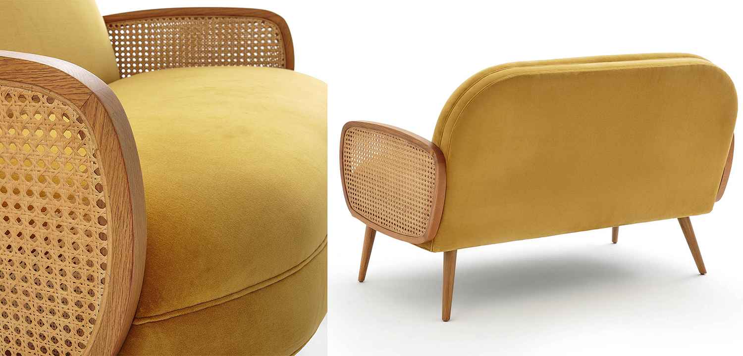 Диван Morten Wicker Sofa Горчичный Диван Morten Wicker Sofa Горчичный - Loft-Concept в Воронеже