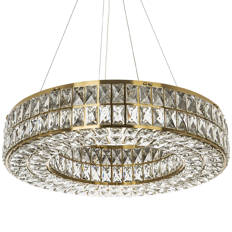 Круглая люстра с хрустальным декором Langlais Crystal Brass Chandelier Латунь Прозрачное Стекло в Воронеже | Loft Concept 