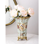 Ваза голубого цвета из фарфора с цветочным рисунком и бронзовой стрекозой Blue Garden варинант исполнения - 4 | Loft Concept в Воронеже