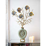 Ваза зеленая с бронзовыми ветвями и фарфоровыми рыбками Eden Garden варинант исполнения - 4 | Loft Concept в Воронеже