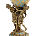 Ваза голубого цвета из фарфора с золотым растительным орнаментом и бронзовыми фигурками женщин Eden Garden porcelain and bronze варинант исполнения - 1 | Loft Concept в Воронеже