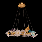 Люстра круглая на золотом каркасе с птичками и цветочным декором Miscellaneous herbs варинант исполнения - 2 | Loft Concept в Воронеже