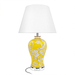 Настольная лампа желтая с изображением белых птиц Flight Among Acacia варинант исполнения - 1 | Loft Concept в Воронеже