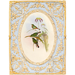Декоративный постер с изображением птиц в раме с рельефным растительным узором Blooming Birds Poster варинант исполнения - 12 | Loft Concept в Воронеже