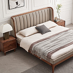 Кровать двуспальная с мягким изголовьем Moon Walnut Bed варинант исполнения - 1 | Loft Concept в Воронеже
