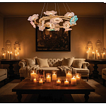 Люстра круглая на золотом каркасе с цветочным декором Miscellaneous herbs варинант исполнения - 7 | Loft Concept в Воронеже