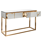 Консоль с ящиками зеркальная с золотым декором Gold Painted Mirror Console варинант исполнения - 2 | Loft Concept в Воронеже