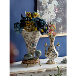 Ваза белого цвета из фарфора с цветочным рисунком и бронзовыми ручками с фигурками птиц Eden Garden porcelain and bronze варинант исполнения - 6 | Loft Concept в Воронеже