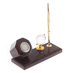 Настольный письменный набор с глобусом и ручкой из натурального обсидиана World Globe варинант исполнения - 2 | Loft Concept в Воронеже