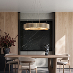 Люстра круглая из толстых деревянных реек Natural Style варинант исполнения - 4 | Loft Concept в Воронеже