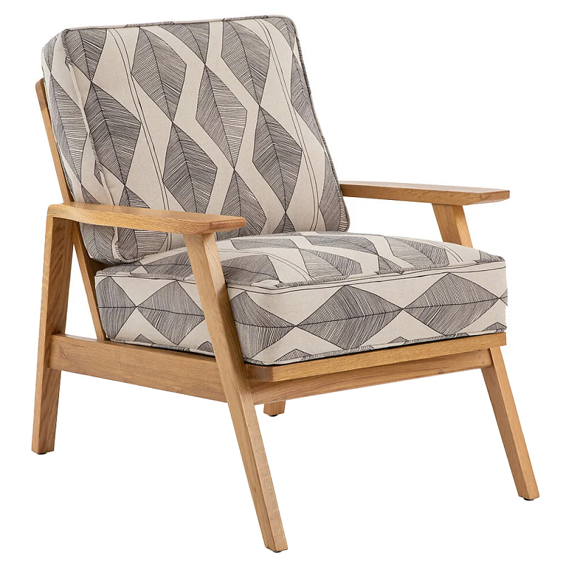Кресло с каркасом из массива дуба Deniaud Oak Rhombus Beige Armchair Светлый дуб Бежевый Кресло с каркасом из массива дуба Deniaud Oak Rhombus Beige Armchair Светлый дуб Бежевый в Воронеже | Loft Concept