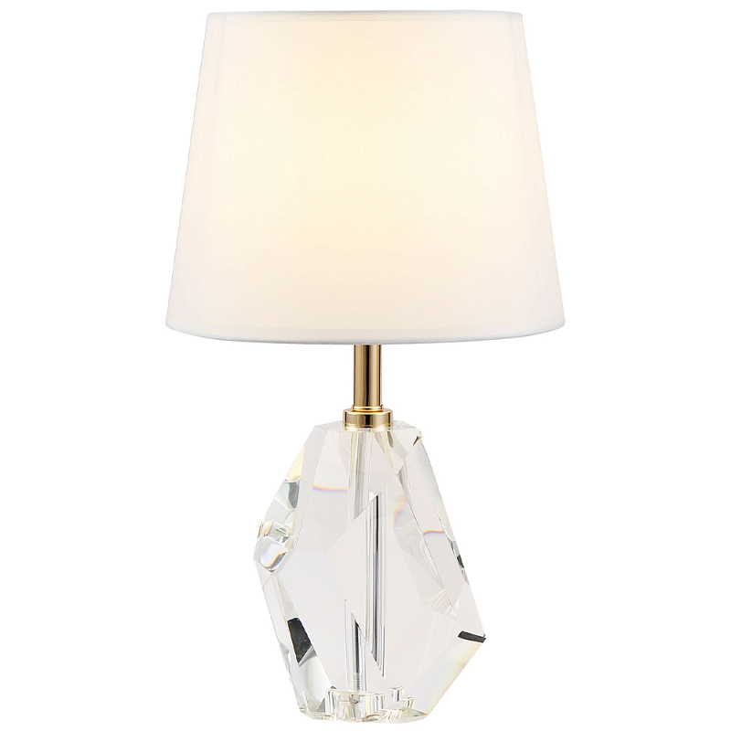 Настольная лампа с основанием из хрусталя Manlio Crystal Lampshade Table Lamp Белый Золотой Прозрачное Стекло Настольная лампа с основанием из хрусталя Manlio Crystal Lampshade Table Lamp Белый Золотой Прозрачное Стекло в Воронеже | Loft Concept