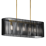 Люстра подвесная овальной формы с металлическим решетчатым абажуром матово-черного цвета и 5 лампами Kichler варинант исполнения - 1 | Loft Concept в Воронеже