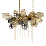 Люстра подвесная с 22-мя гранёными стеклянными плафонами с вертикальными подвесками Gilded Mirage  варинант исполнения - 7 | Loft Concept в Воронеже