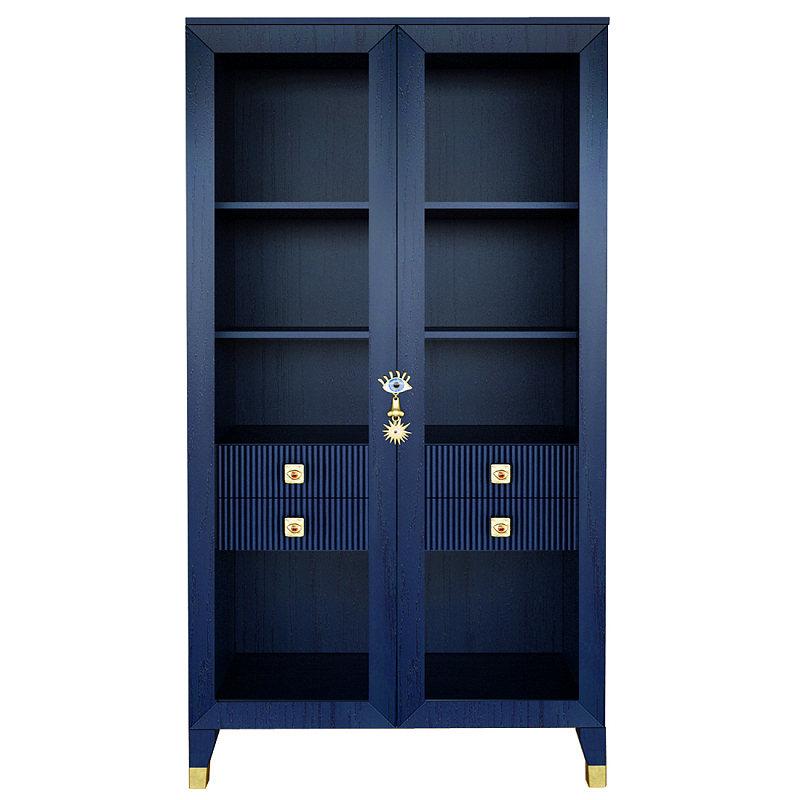 Дизайнерский шкаф витрина Elsa Dreams Blue с 4-мя ящиками Синий Золотой в Воронеже | Loft Concept 