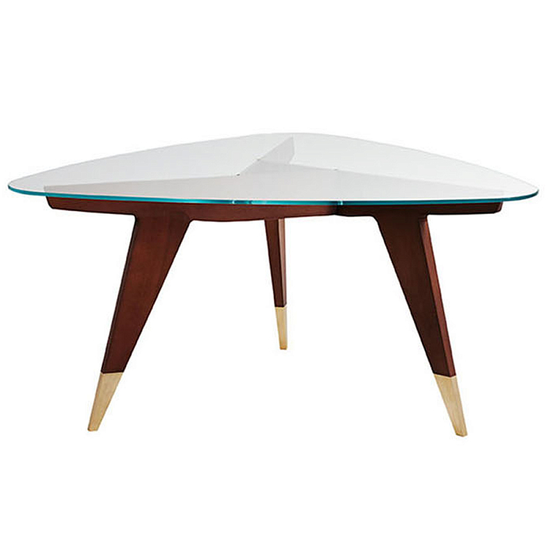 Дизайнерский кофейный стол со стеклянной столешницей Gio Ponti D.552.2 Coffee Table Прозрачное Стекло Коричневый Латунь в Воронеже | Loft Concept 