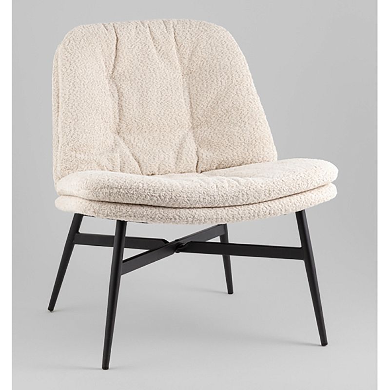 Кресло лаунж Tail молочный Молочный Черный в Воронеже | Loft Concept 