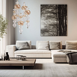 Люстра с плафонами из прозрачного и янтарного стекла в виде шаров и ромбов Gabriel Scott Luna варинант исполнения - 12 | Loft Concept в Воронеже