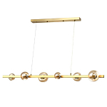 Люстра светодиодная линейная с 6-ю круглыми плафонами коньячного цвета Iona Chandelier Brass  варинант исполнения - 1 | Loft Concept в Воронеже