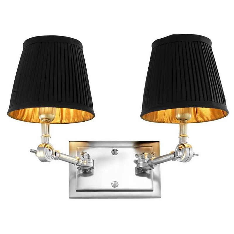 Бра Wall Lamp Wentworth Double Nickel+Black Никель Черный в Воронеже | Loft Concept 